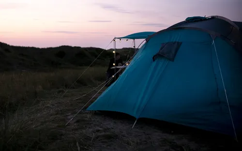 Vejers Strand Camping Pladsen Klitter Telt Solnedgang
